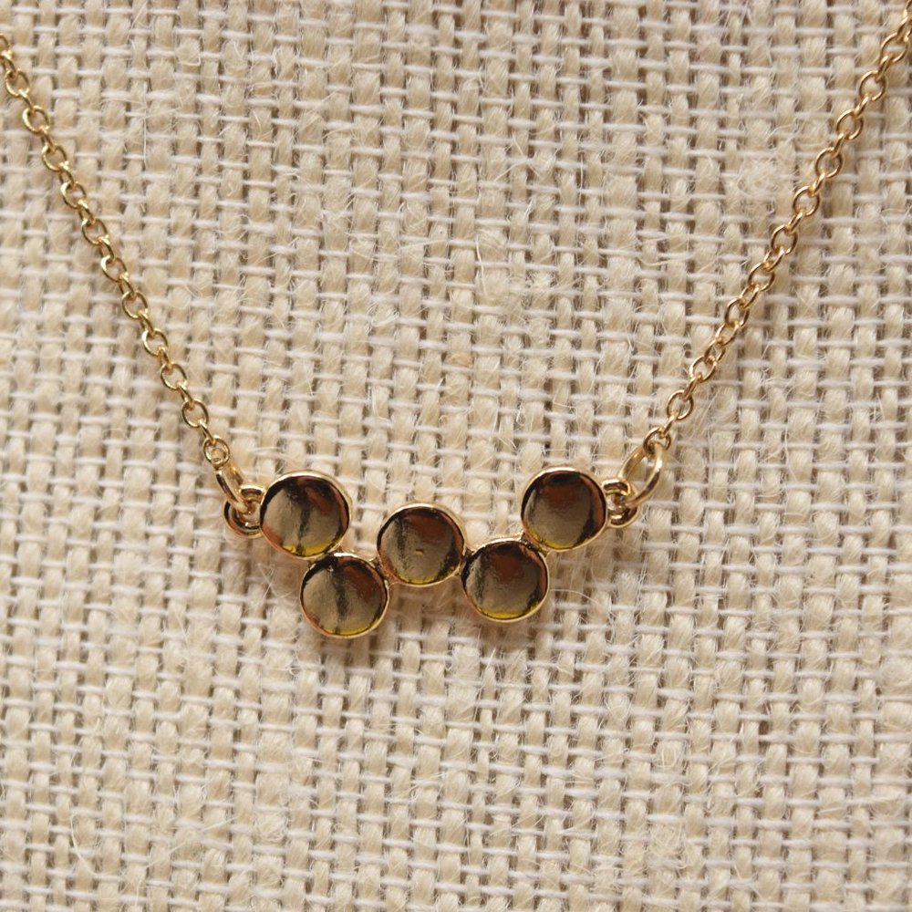 Spheres Circles Necklace Choker Goldtone Minimal Neutral Geometric Retro Refined